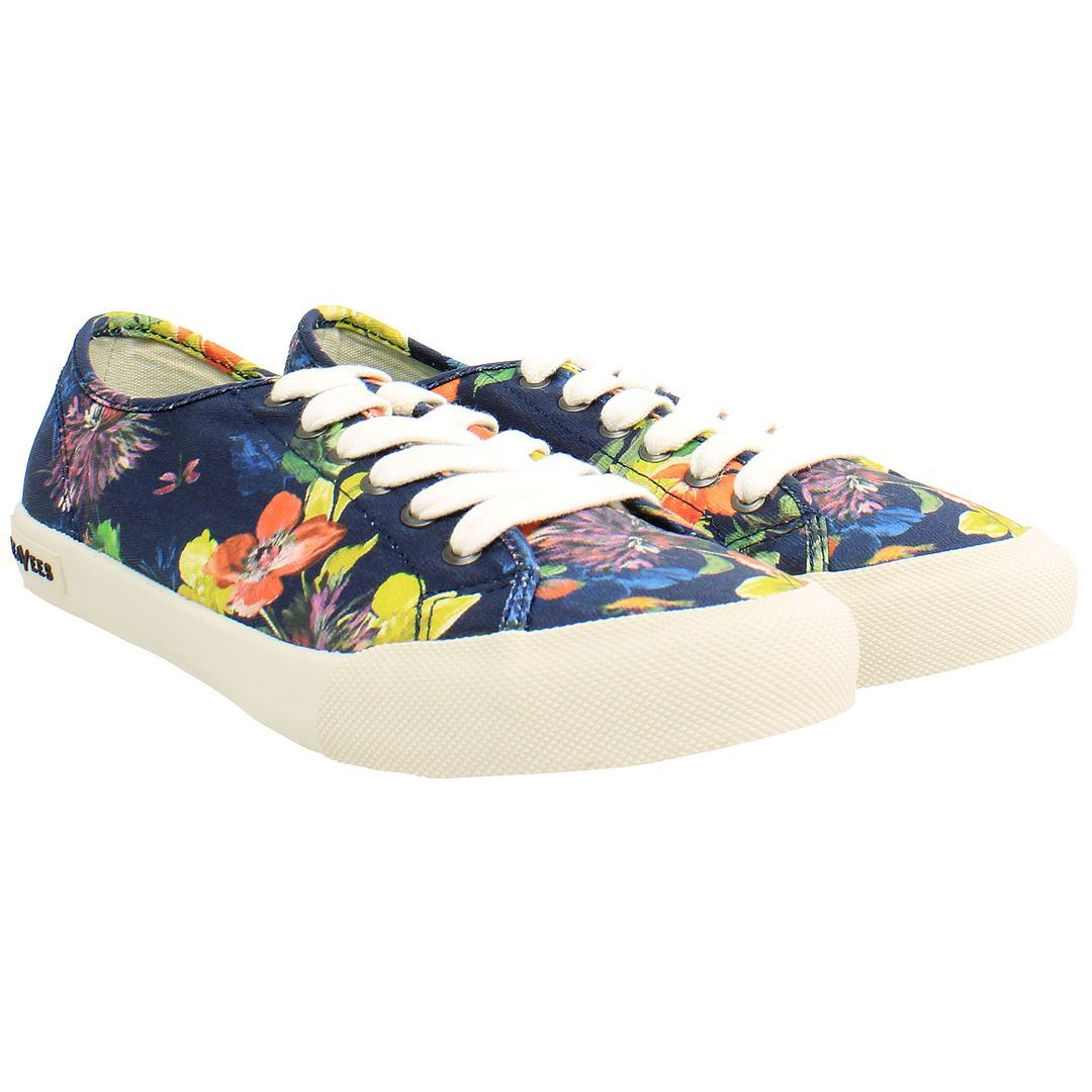 Niedrige Canvas-Plimsolls mit Blumenmuster