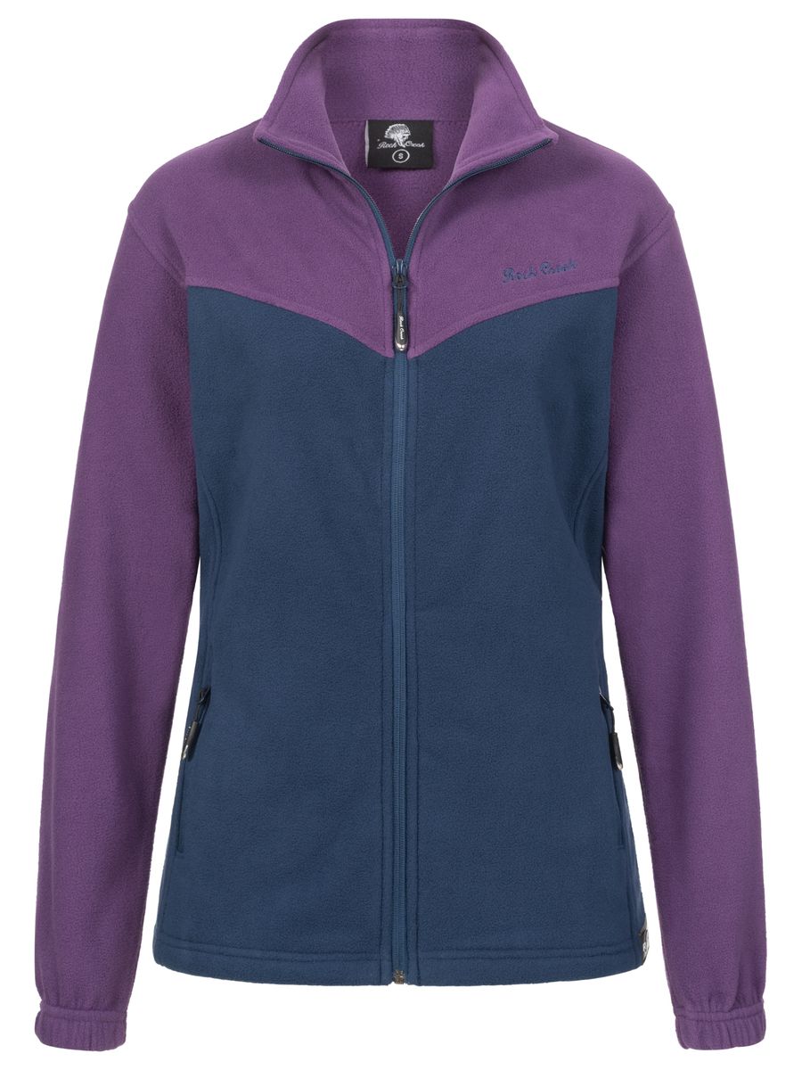 Zweifarbige Fleecejacke mit Stehkragen