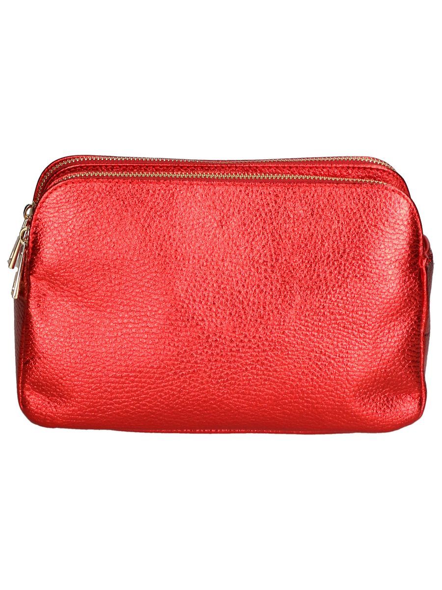 Laminierte Lederclutch mit Doppelreißverschluss