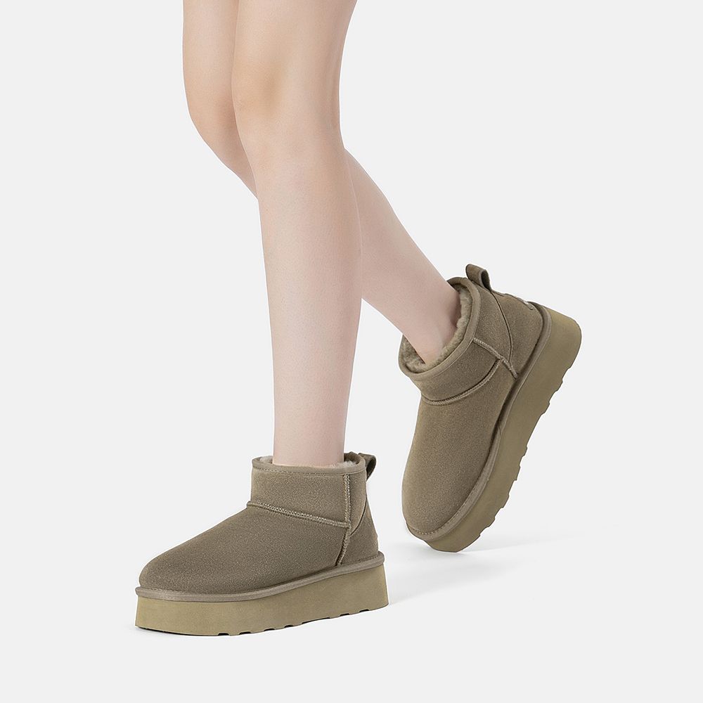 Ultra Mini Plateau-Wildlederstiefel