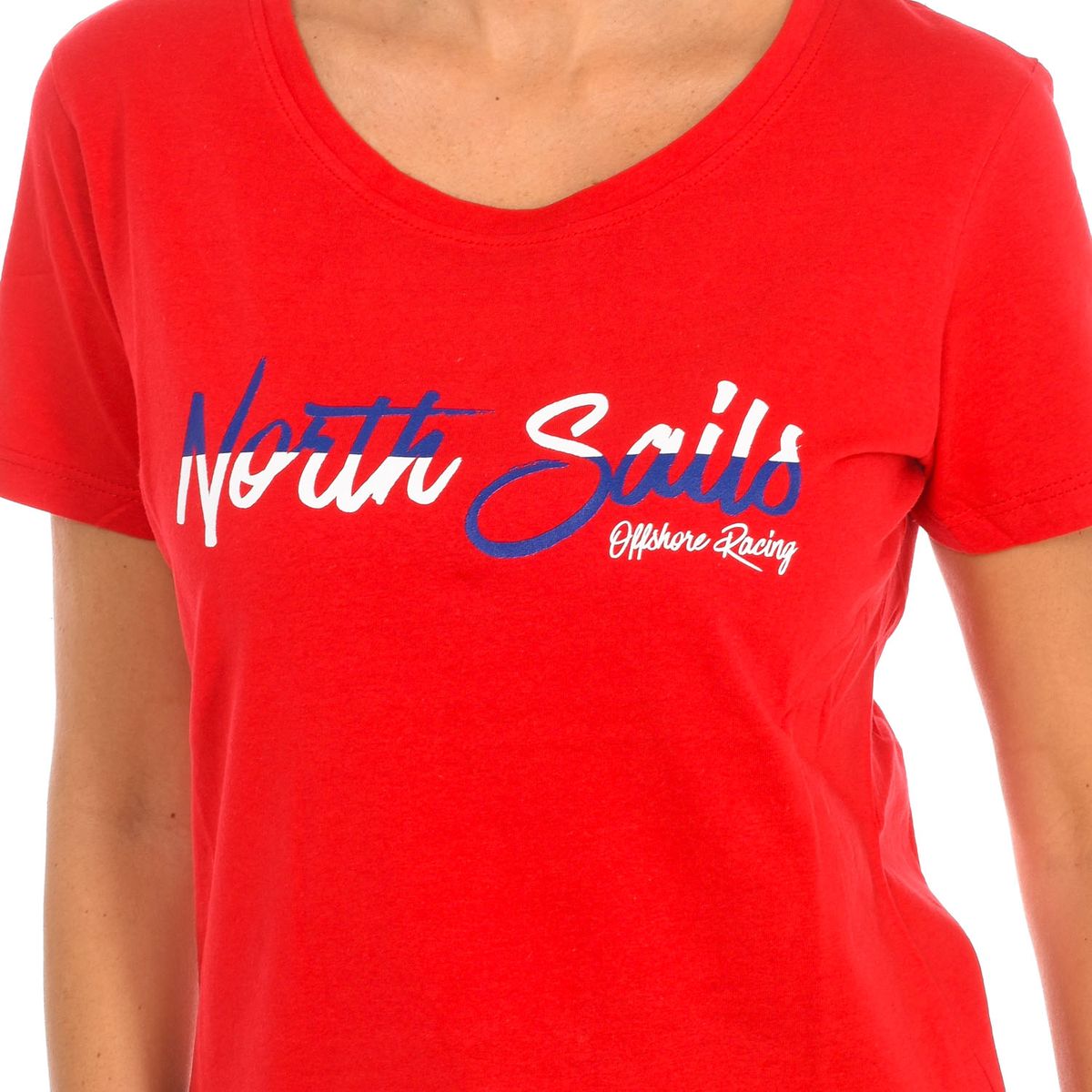 V-Ausschnitt T-Shirt mit Logo-Print