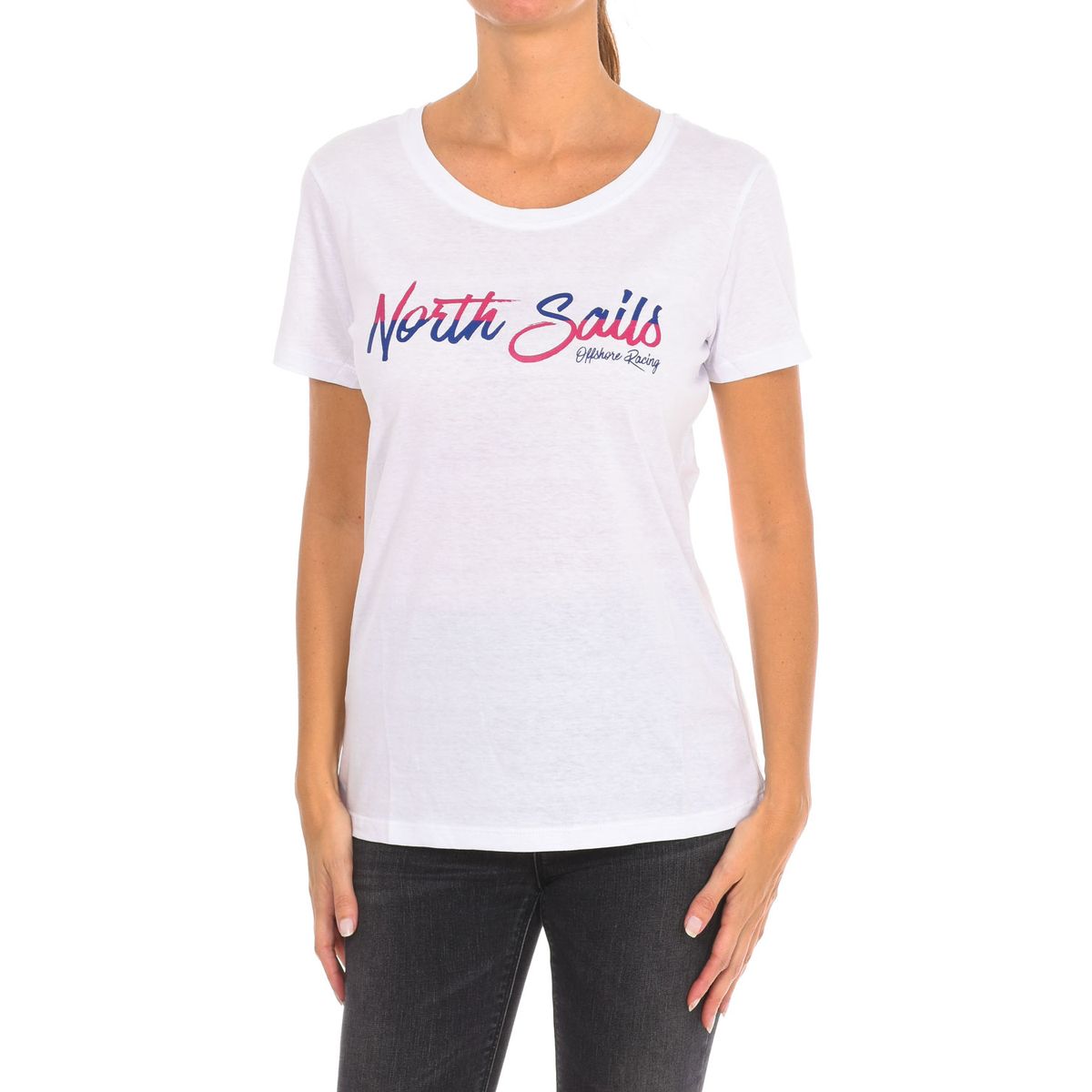 V-Ausschnitt T-Shirt mit Logo-Print