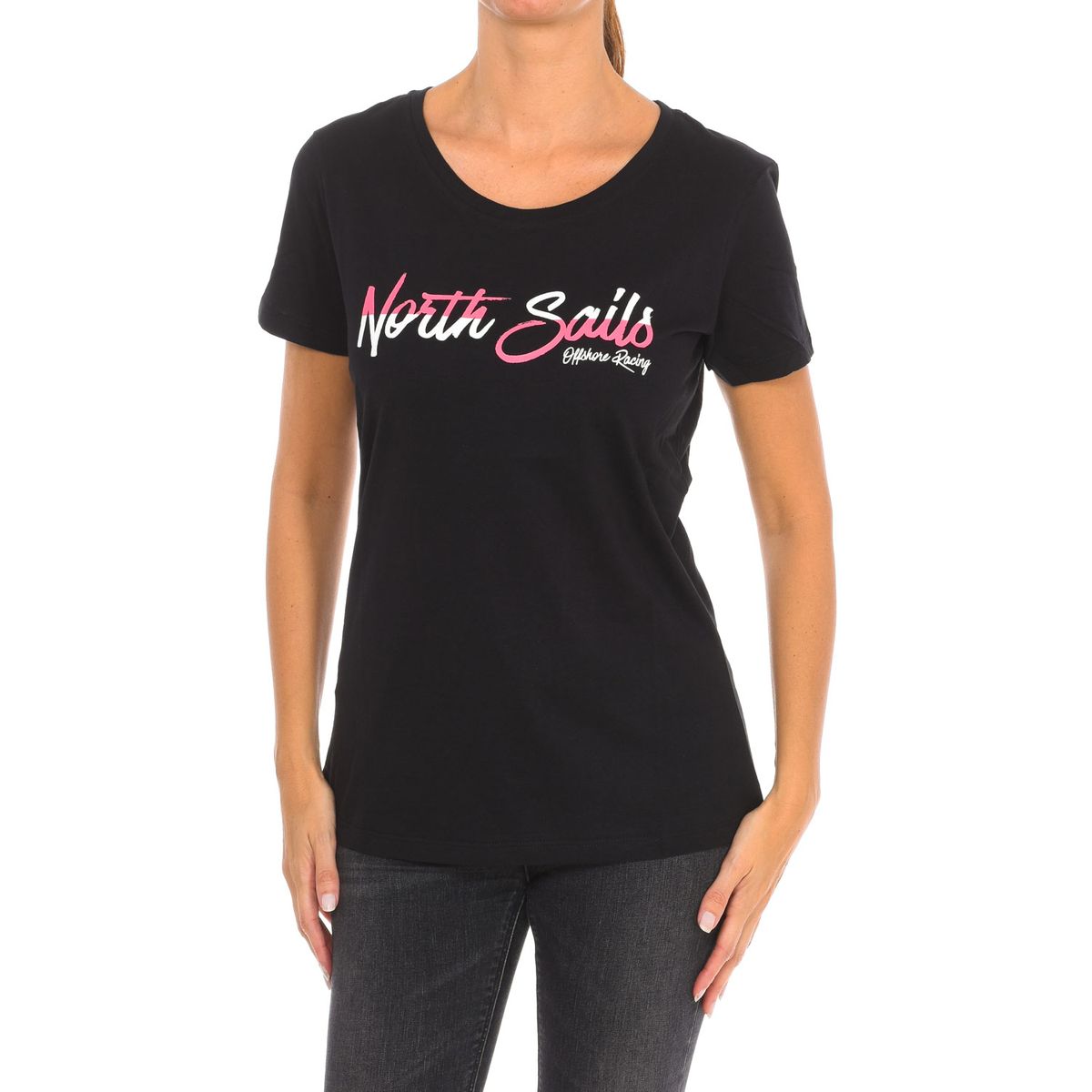 V-Ausschnitt T-Shirt mit Logo-Print