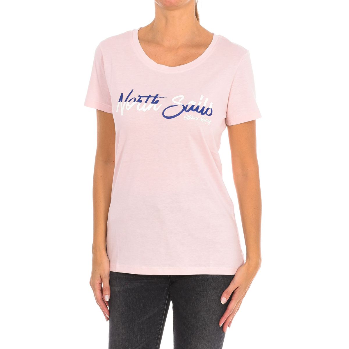 V-Ausschnitt T-Shirt mit Logo-Print