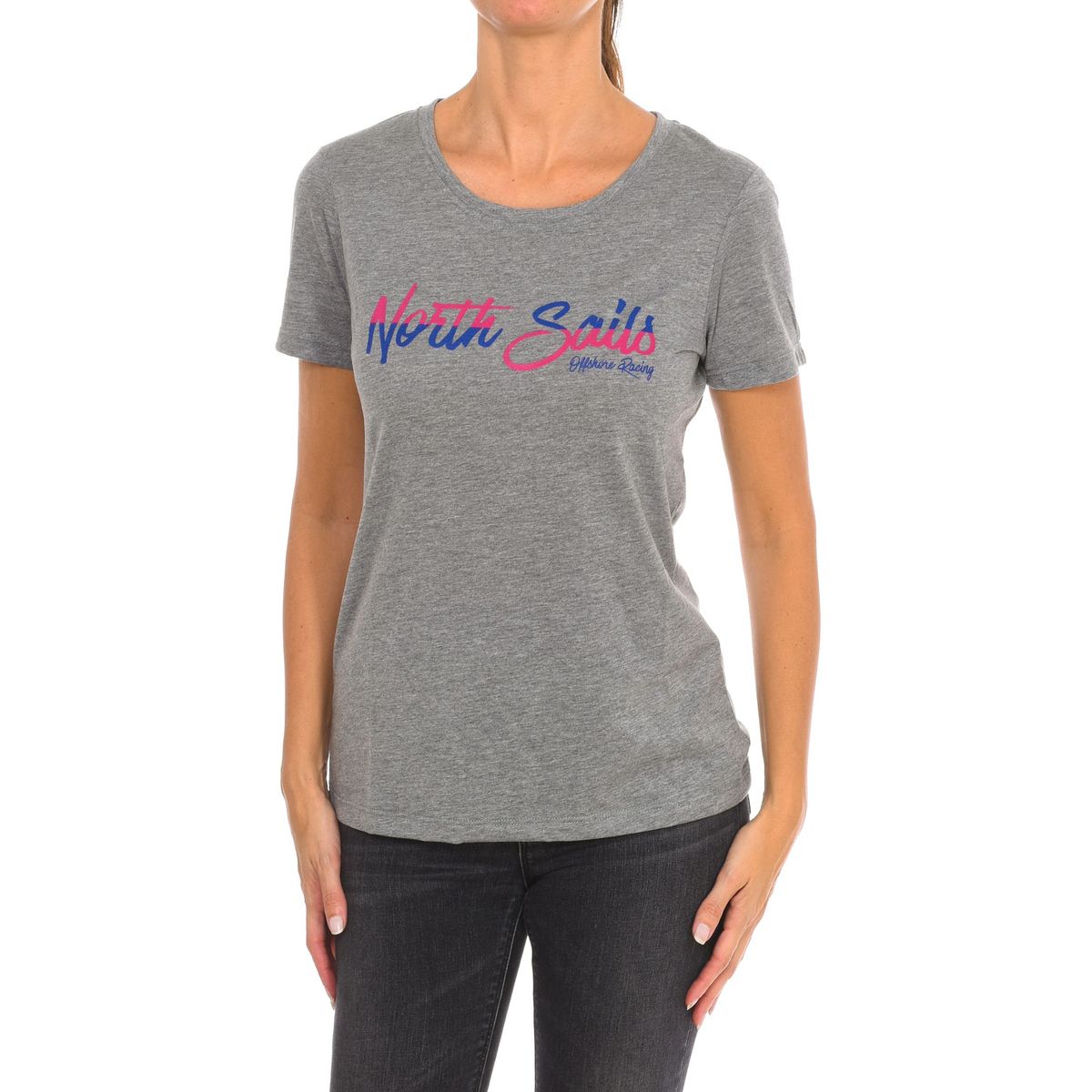 V-Ausschnitt T-Shirt mit Logo-Print