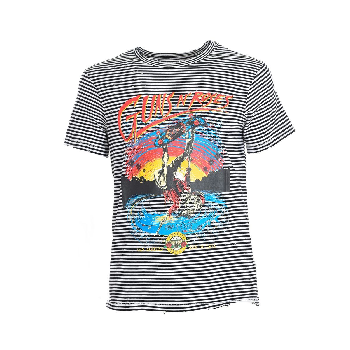 Gestreiftes Guns N' Roses Grafik-T-Shirt