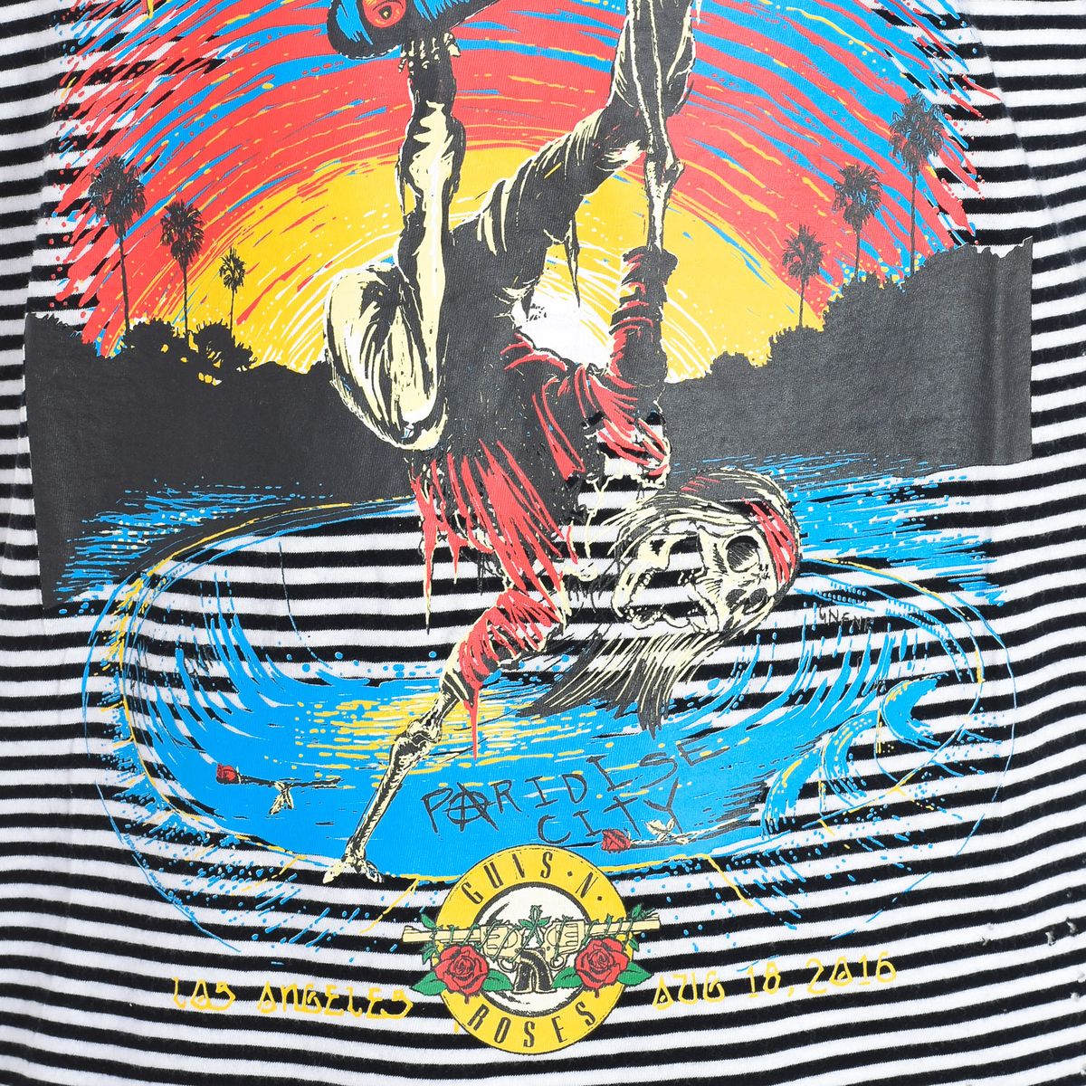 Gestreiftes Guns N' Roses Grafik-T-Shirt