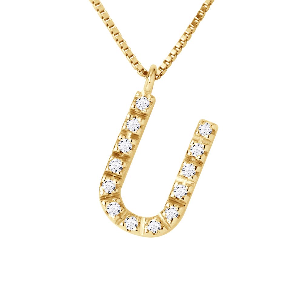 Diamant-Initial-Halskette Buchstabe U