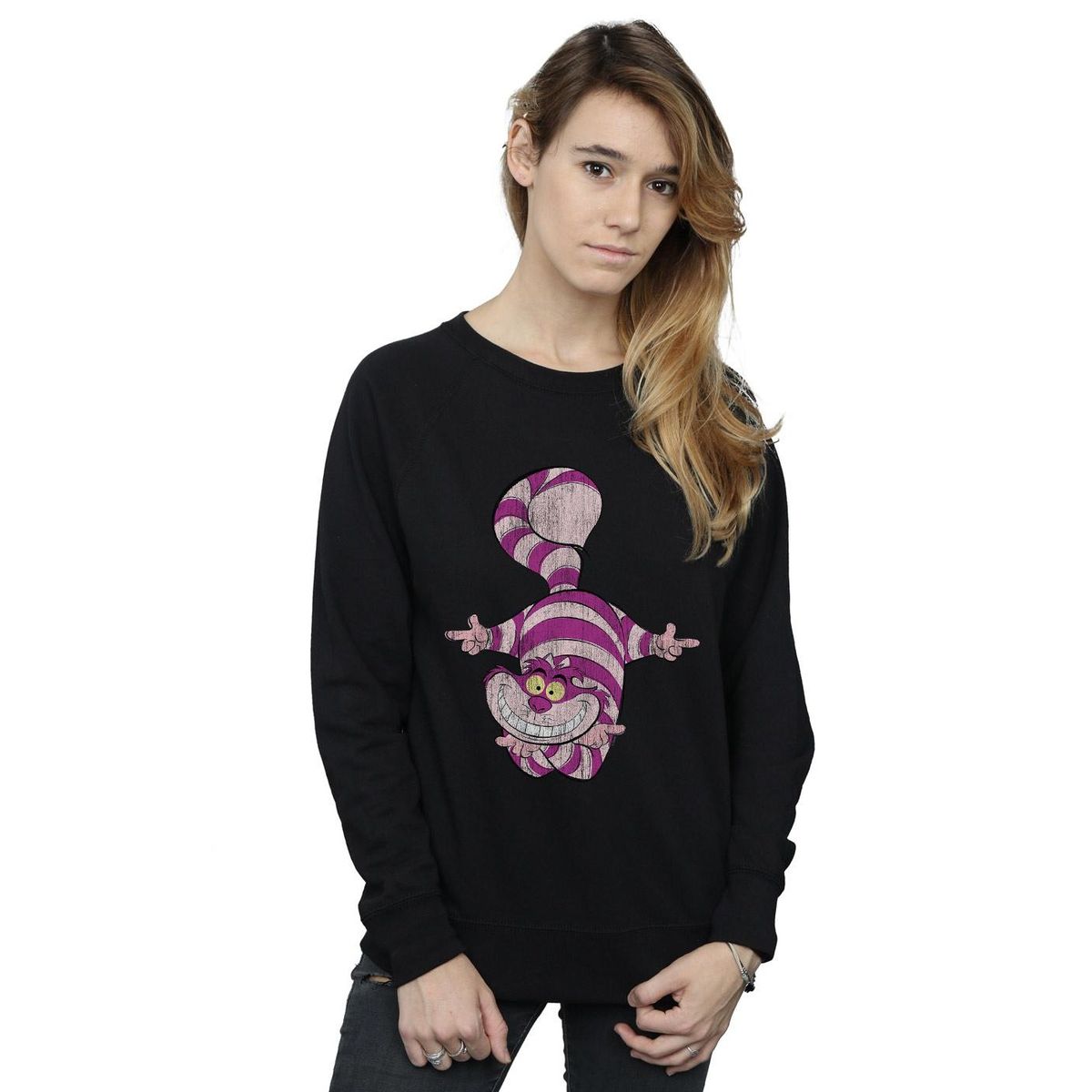 Sweatshirt mit überkopf Grinsekatze-Print