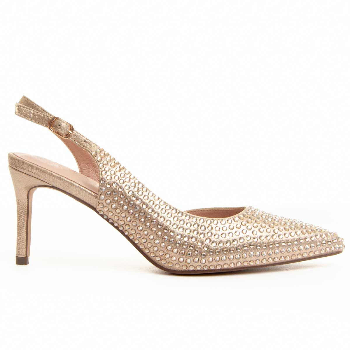 Slingback-Pumps mit Strassbesatz