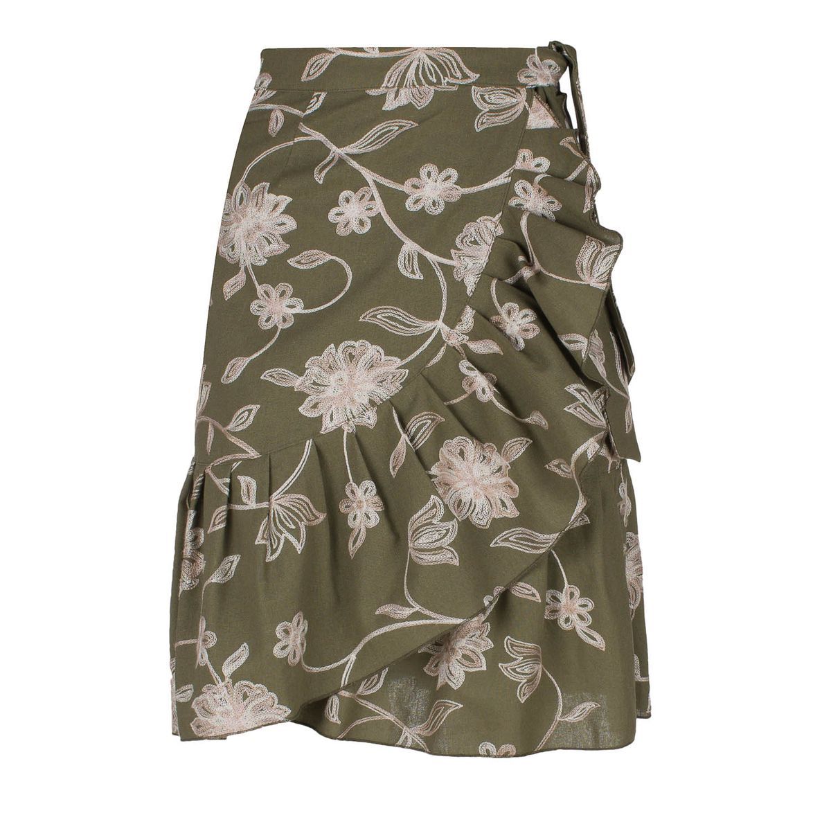 Bestickter Wickelrock mit Blumenmuster