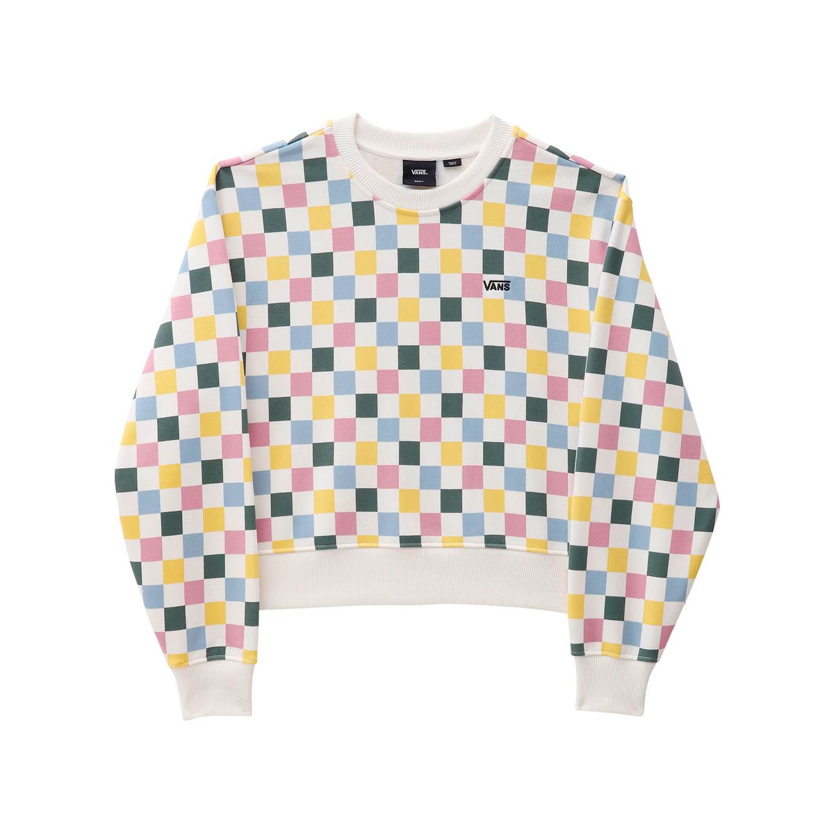 Bauchfreies Crewneck mit Schachbrettmuster
