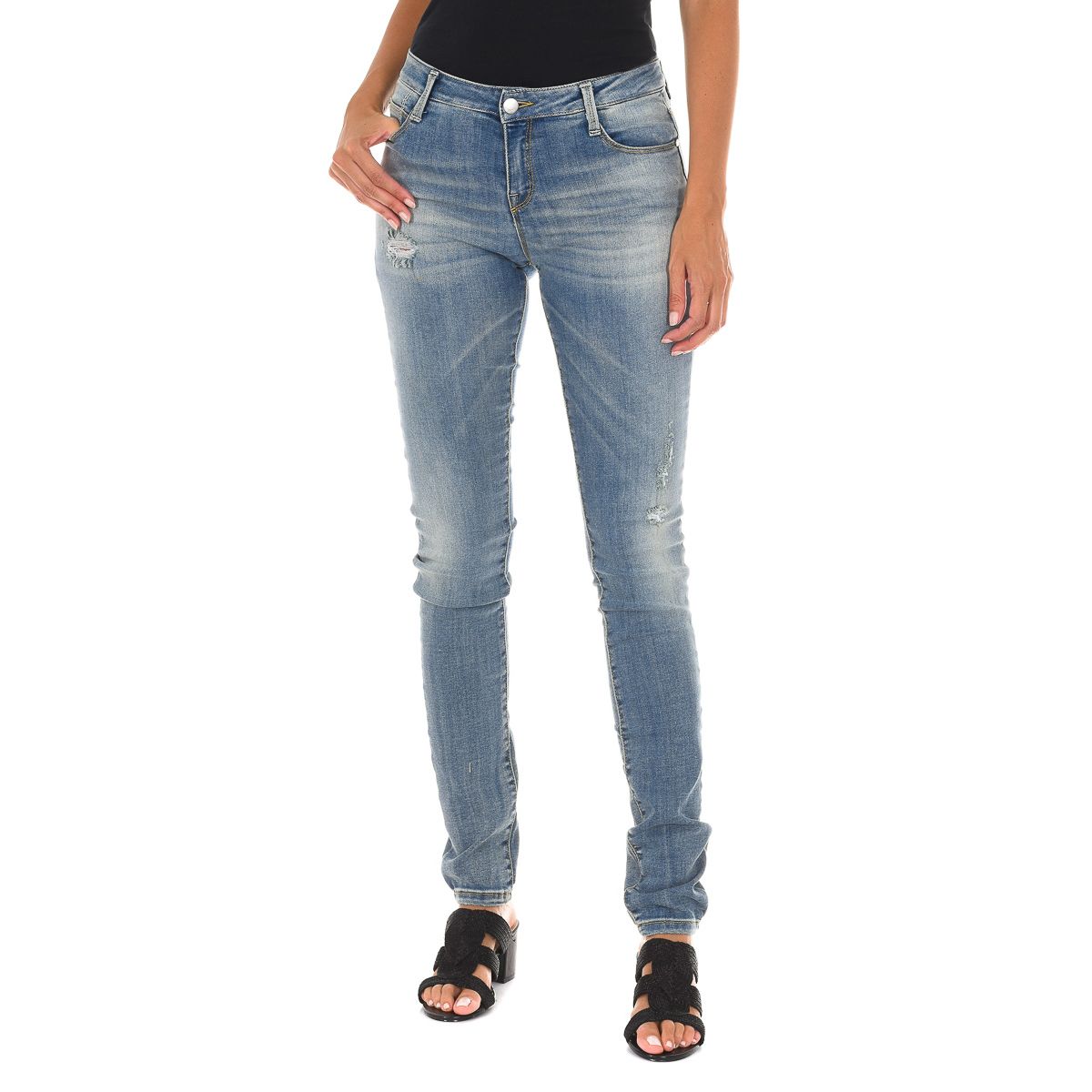 Slim-Fit Jeans mit Distressed-Effekt