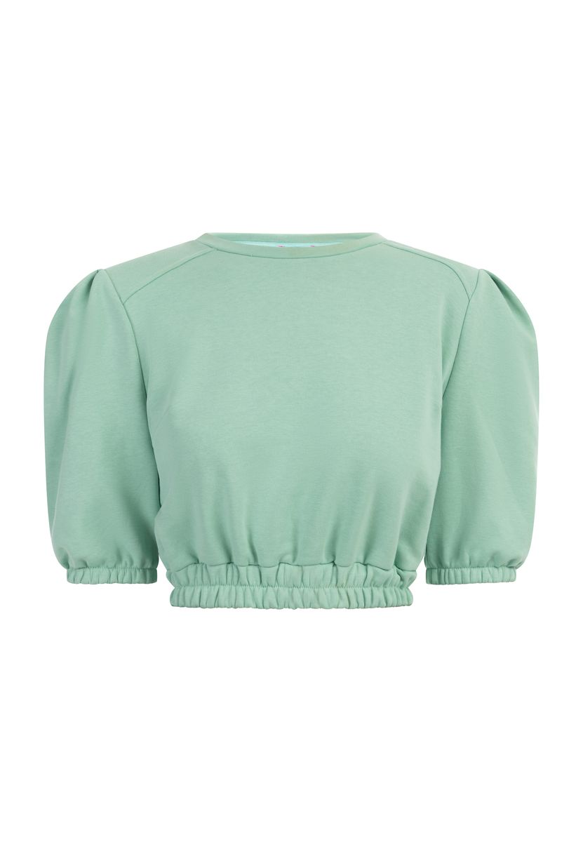 Kurzer Sweatpullover mit Puffärmeln