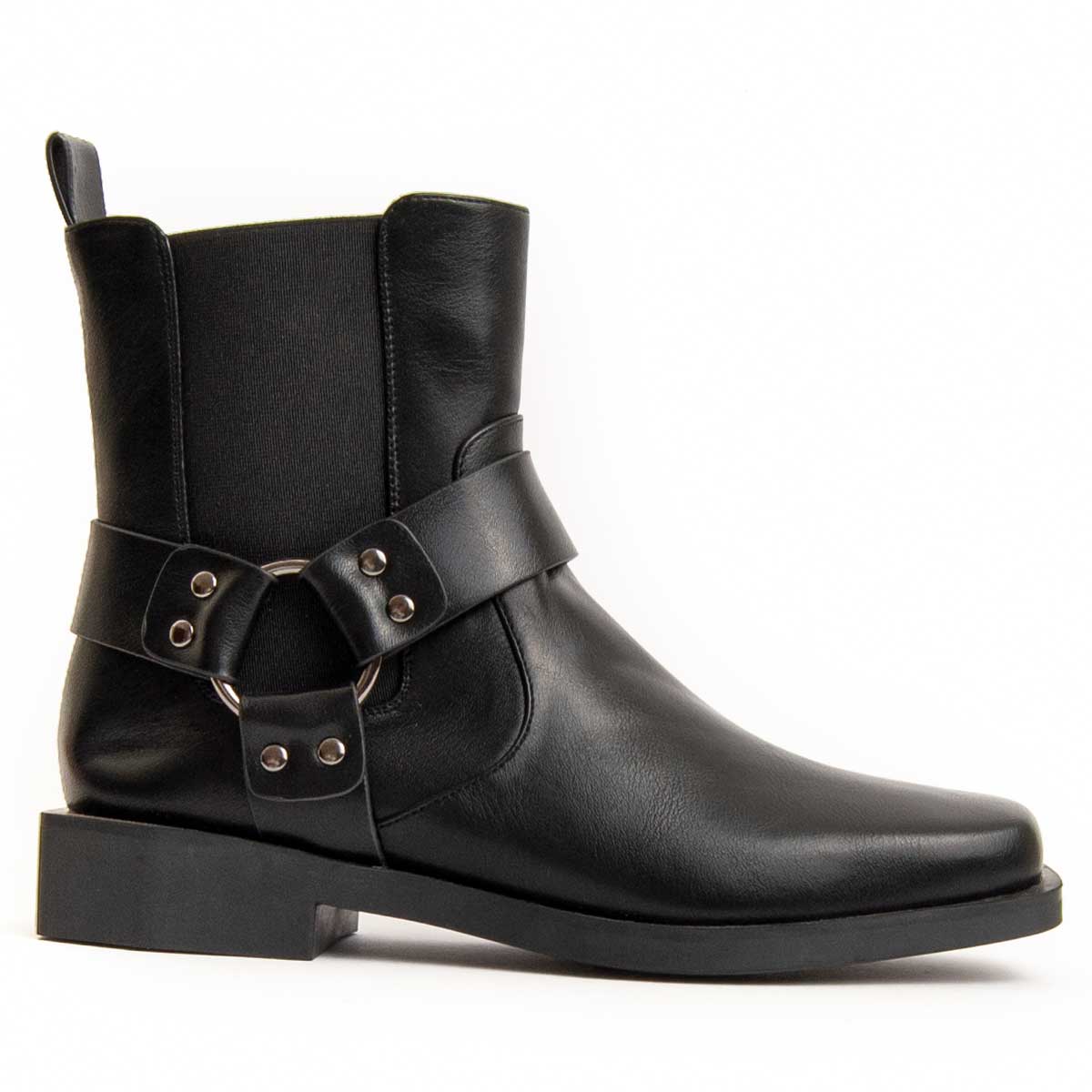 Harness-Stiefeletten mit Karree-Spitze