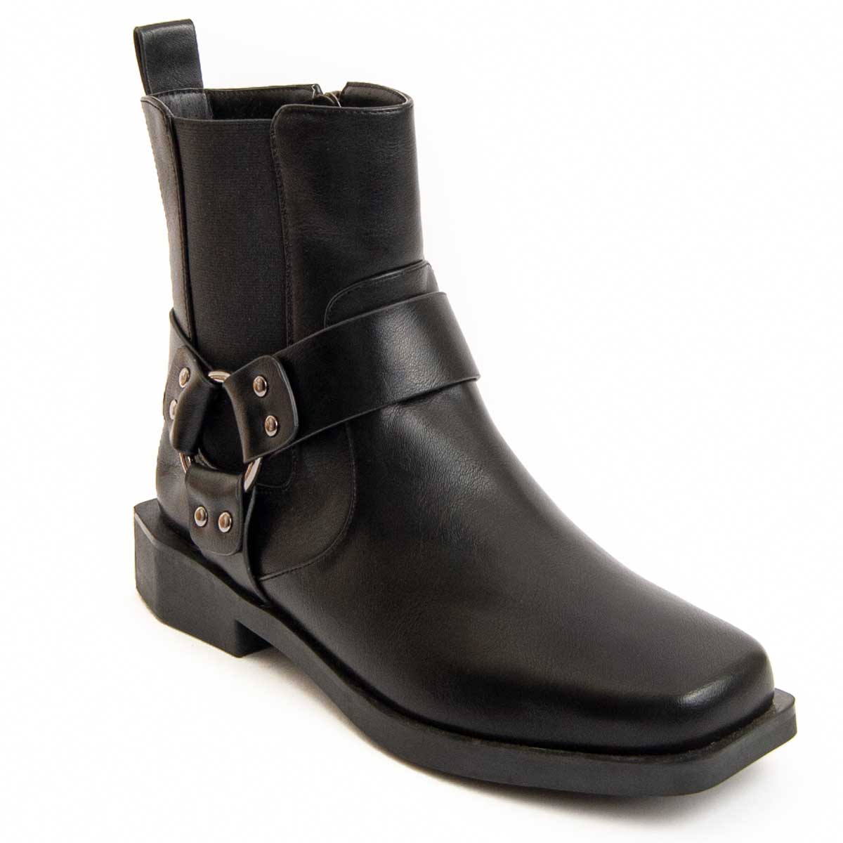 Harness-Stiefeletten mit Karree-Spitze