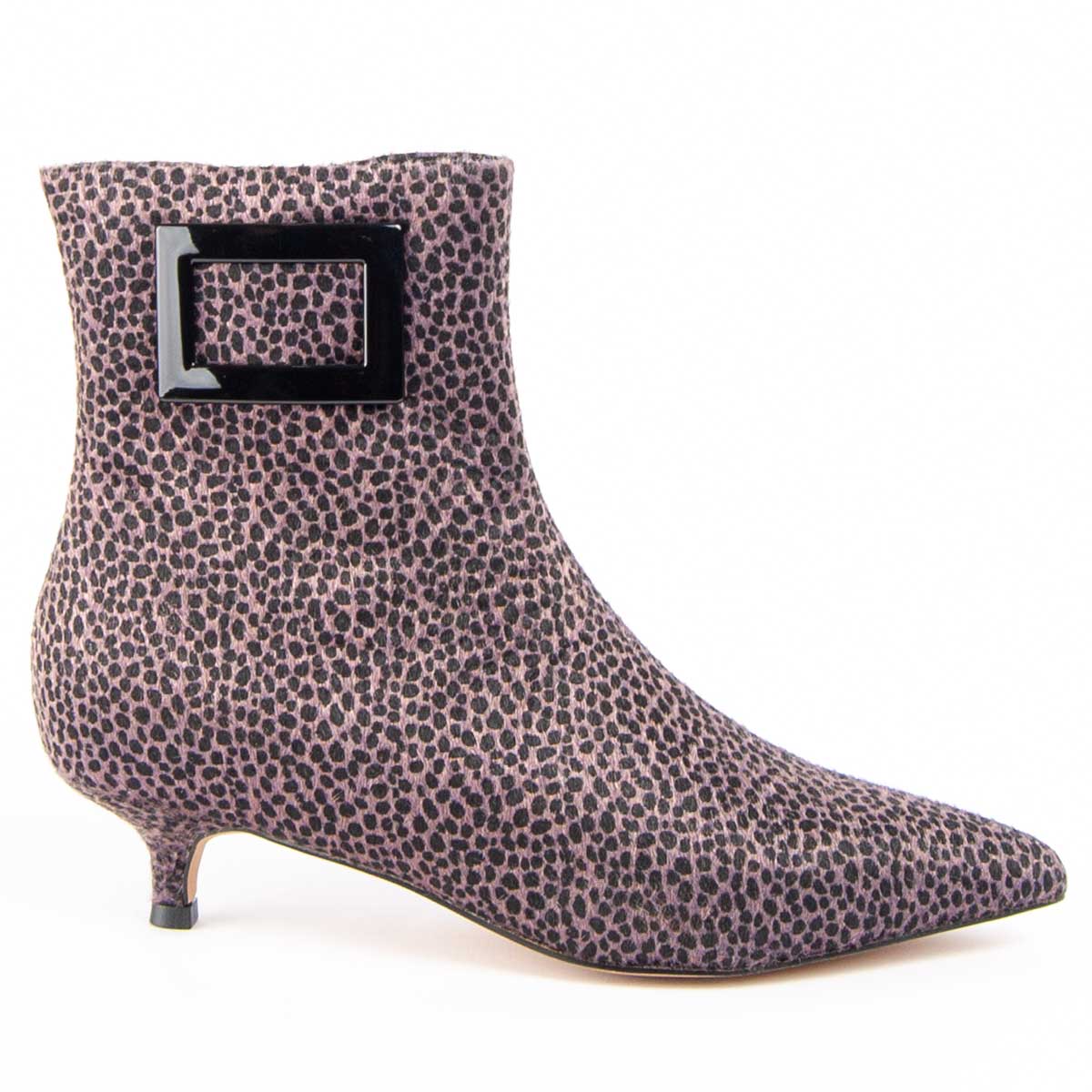 Spitze Schnallen-Stiefeletten mit Kitten-Heel