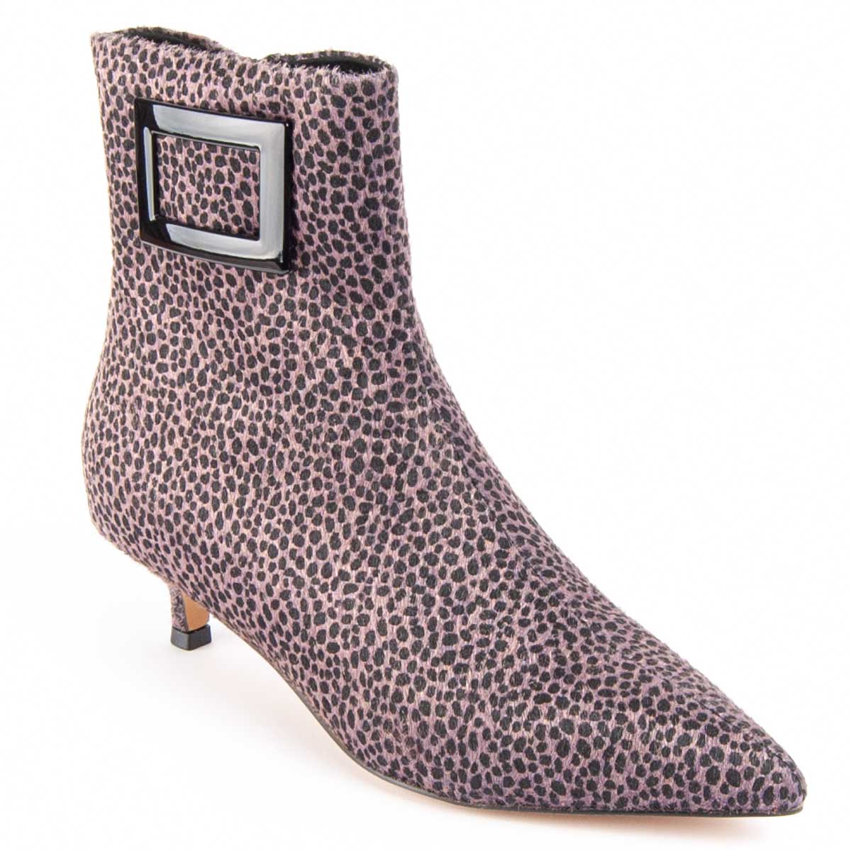 Spitze Schnallen-Stiefeletten mit Kitten-Heel
