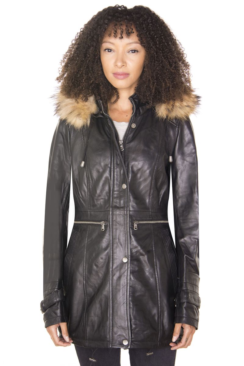 Lederparka mit Fellkapuze
