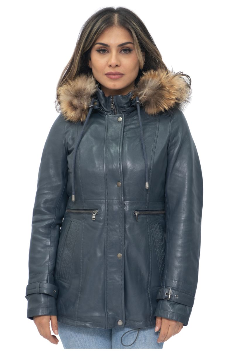 Lederparka mit Fellkapuze