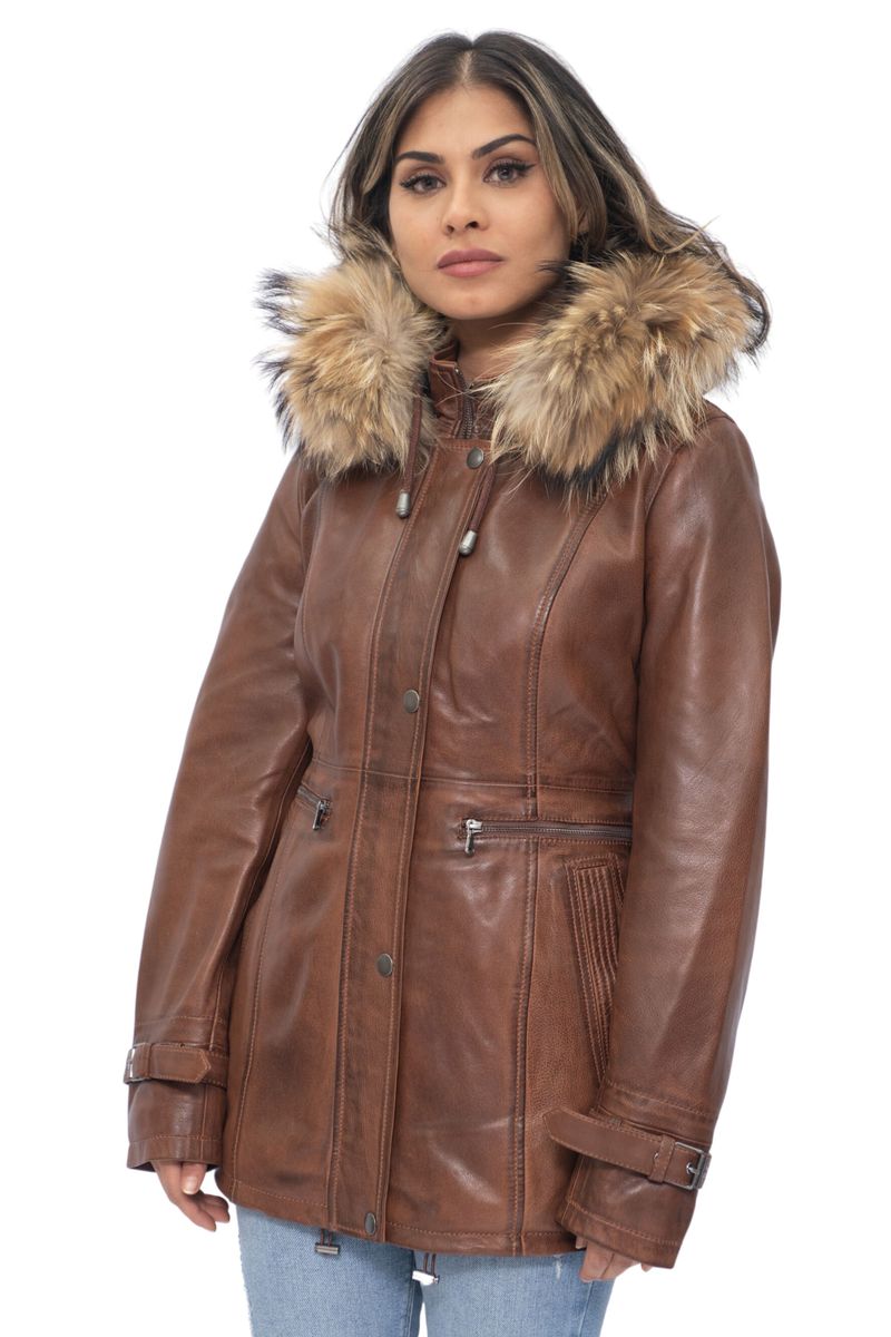 Lederparka mit Fellkapuze