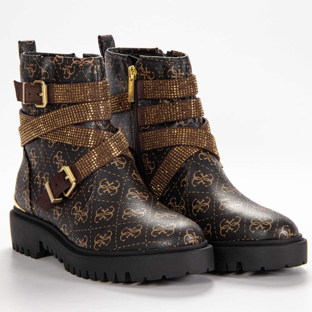 Ornina Combat-Boots mit Monogramm-Print