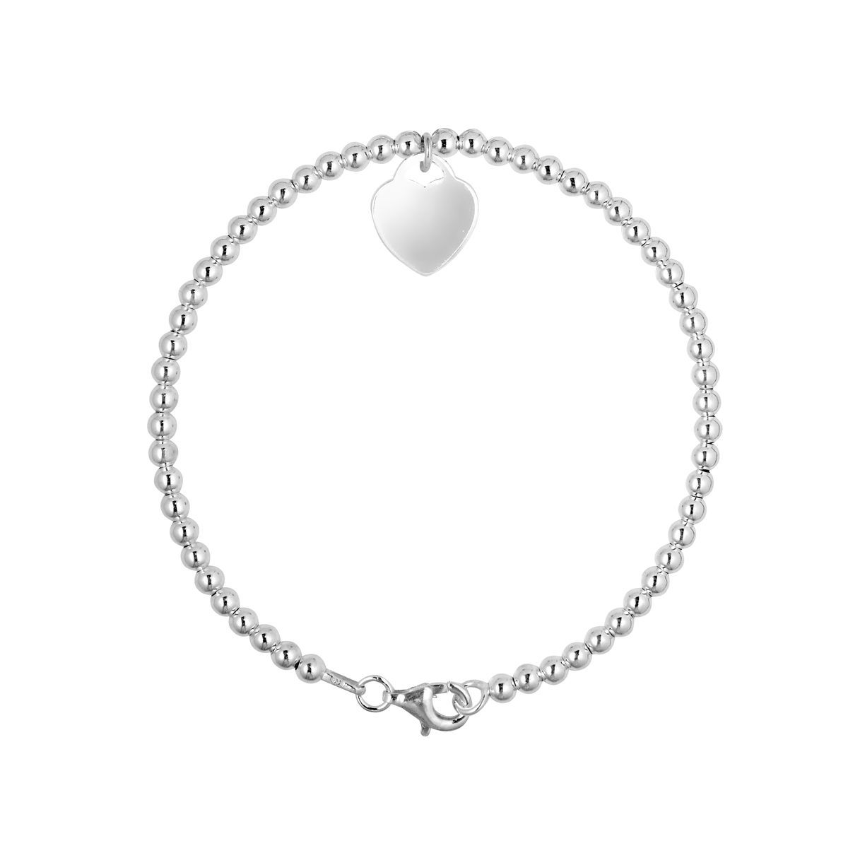 Poliertes Silberperlen-Armband mit Herz