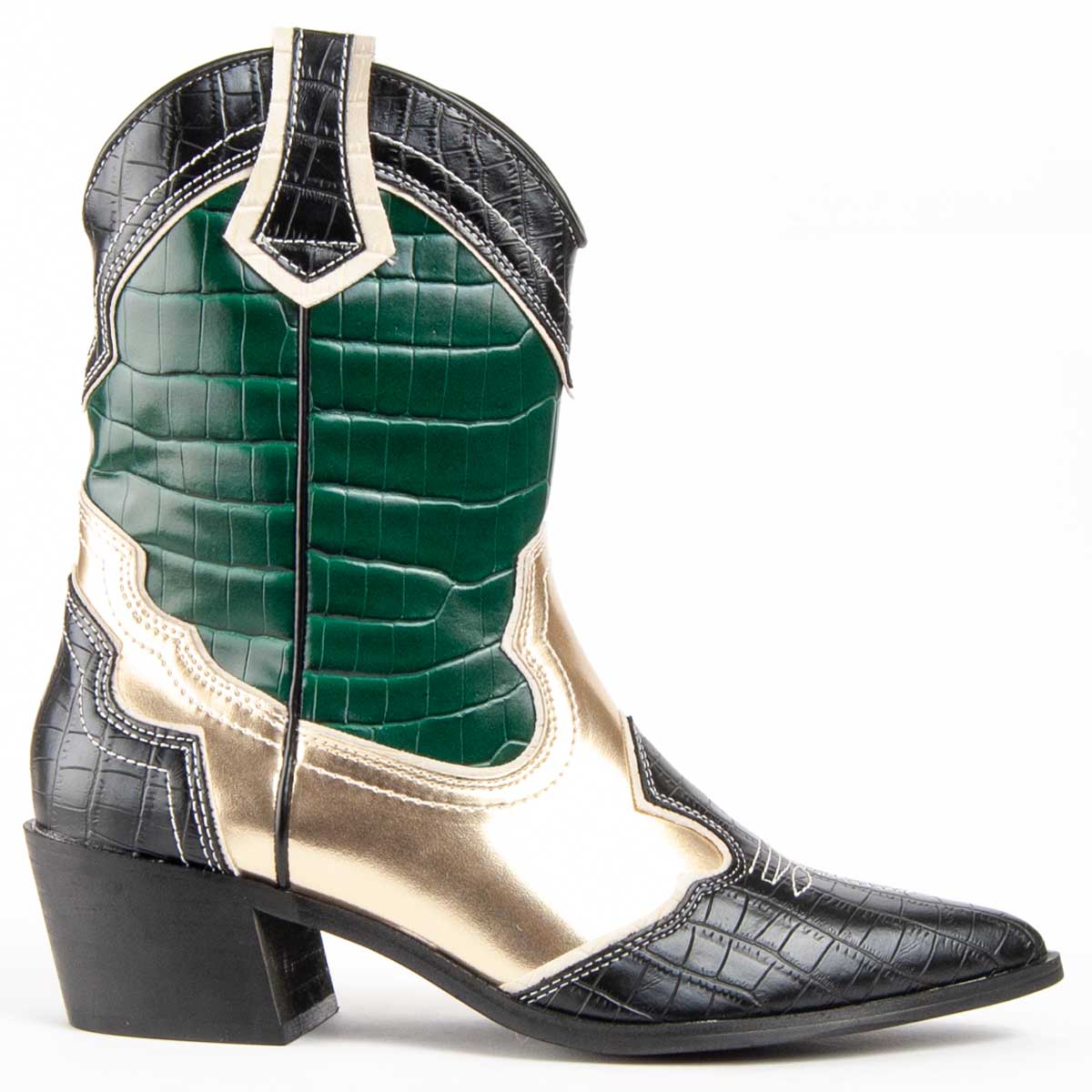 Metallic Cowboy-Stiefel in Kroko-Optik