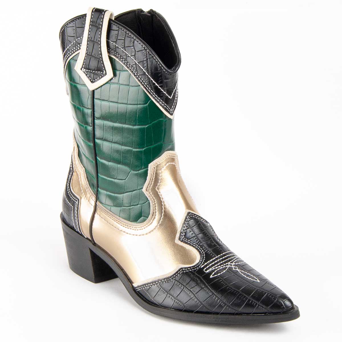 Metallic Cowboy-Stiefel in Kroko-Optik