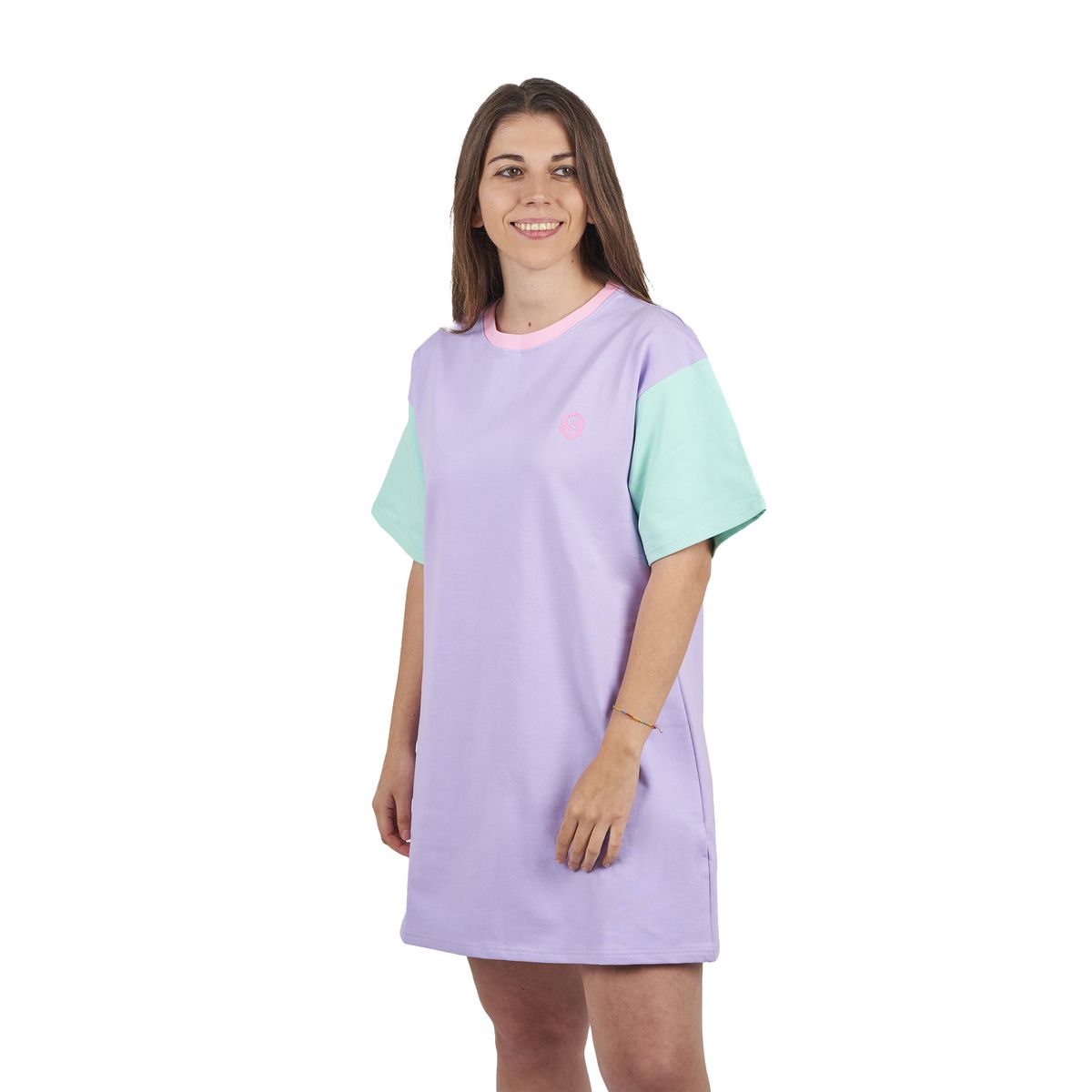 Übergroßes T-Shirt-Kleid im Pastell-Color-Blocking