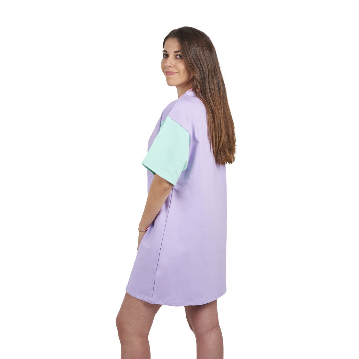 Übergroßes T-Shirt-Kleid im Pastell-Color-Blocking