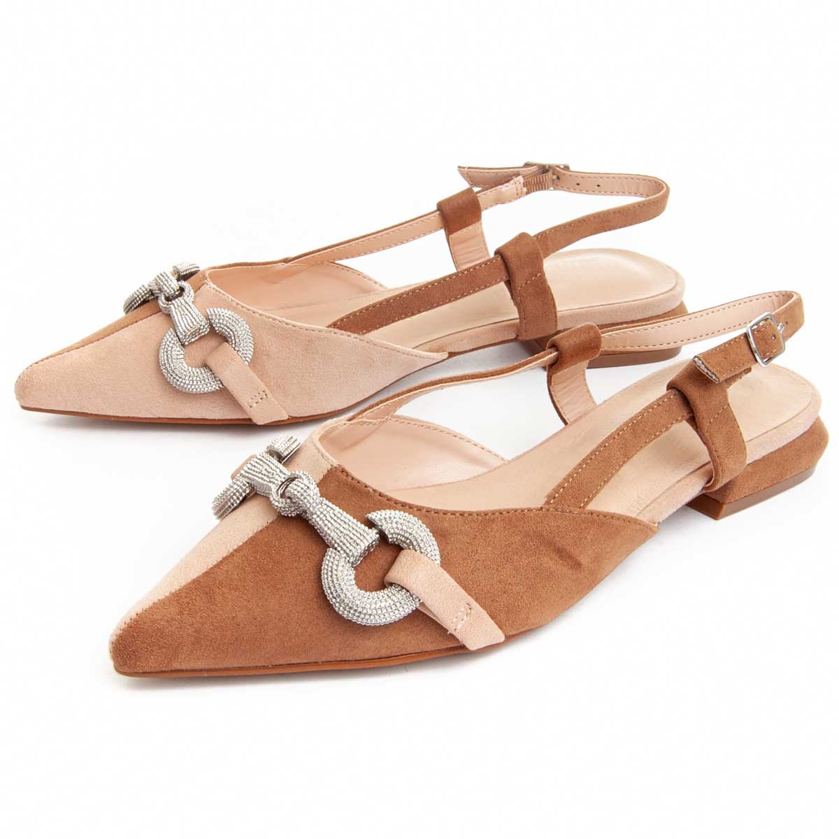 Verzierte spitze Slingback-Ballerinas