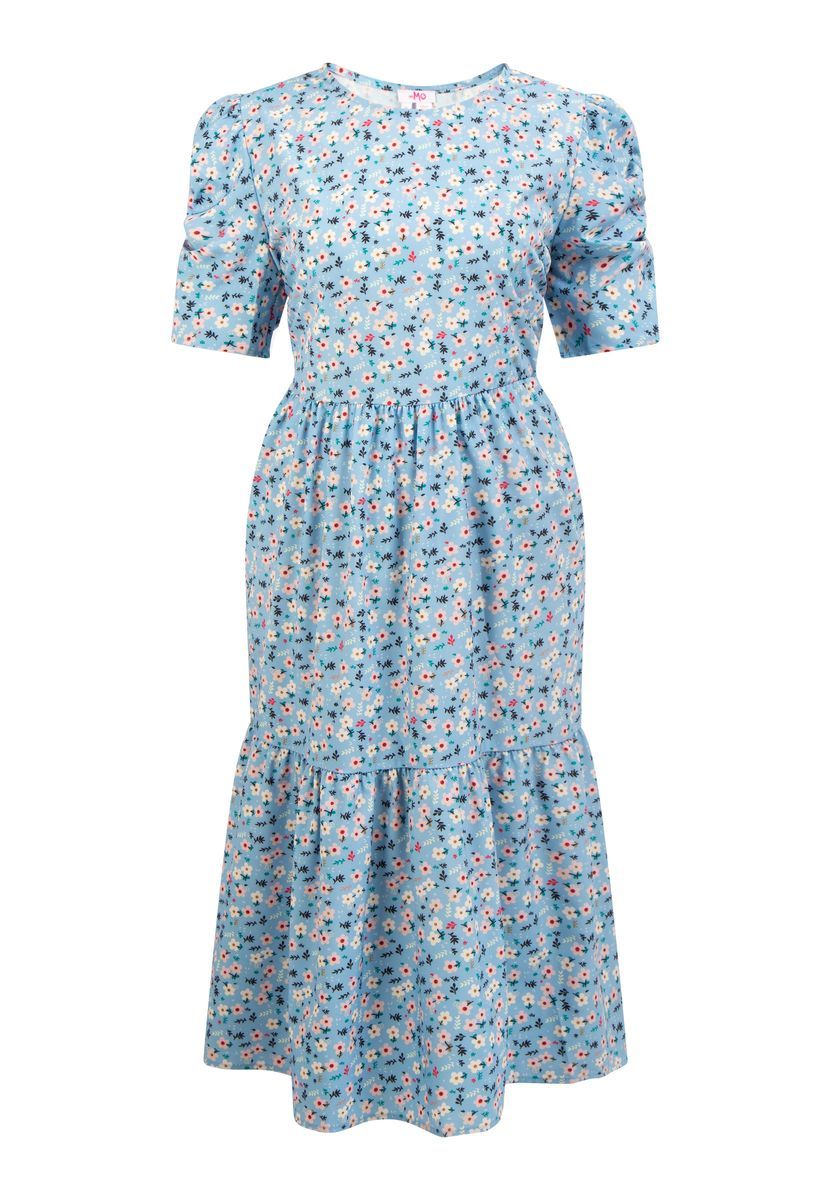 Gestuftes Midikleid mit Blumenprint