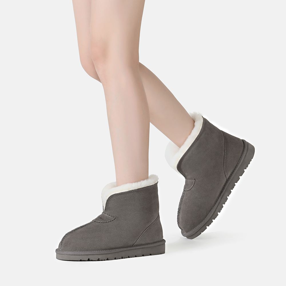 Flauschiger Ankle-Hausschuh mit Schaffellfutter