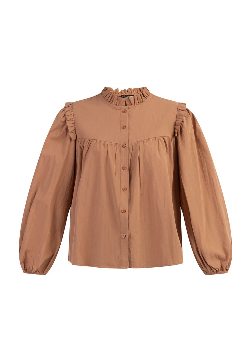 Baumwollbluse mit Rüschen und Puffärmeln