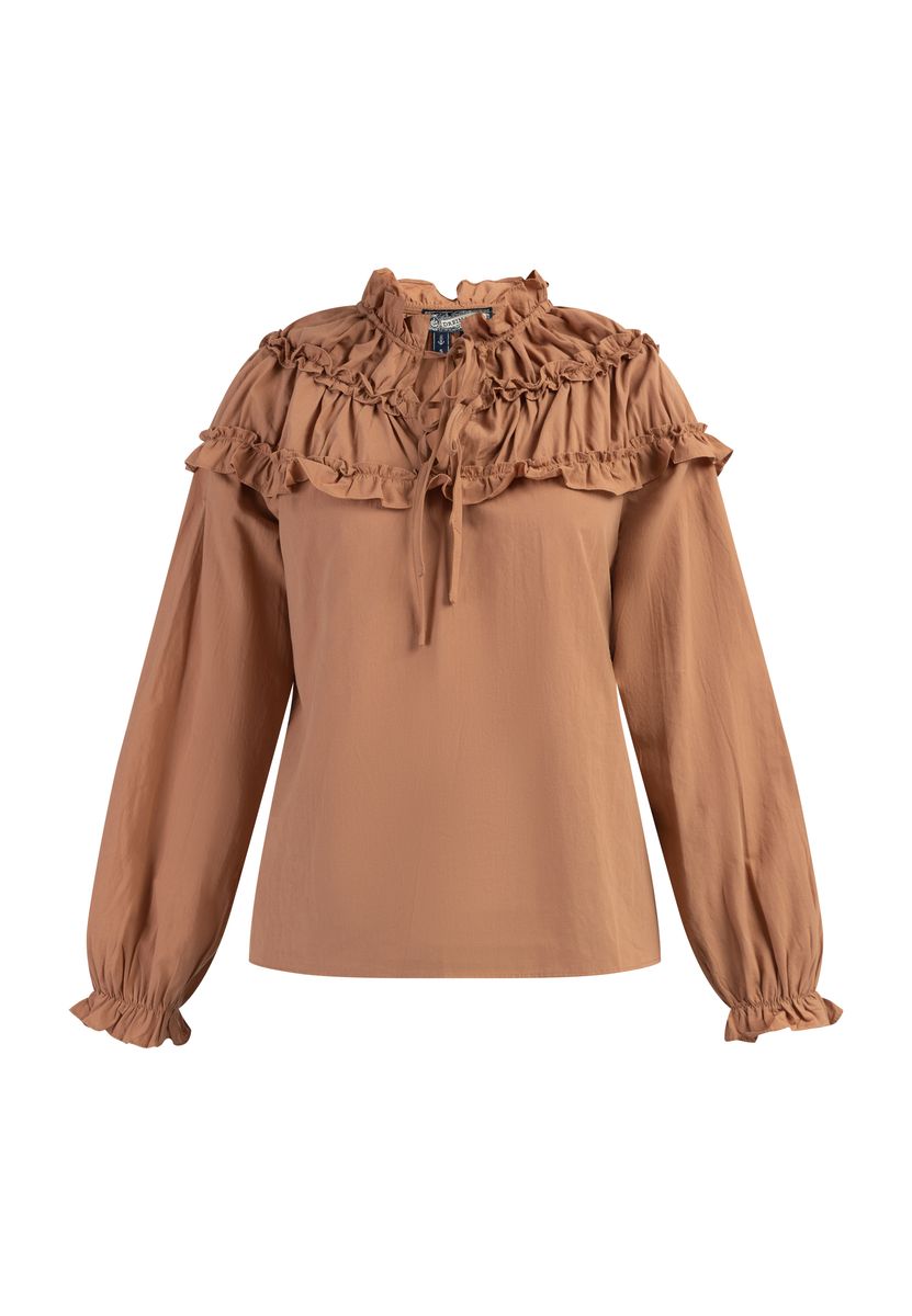 Baumwollbluse mit Rüschen und Puffärmeln