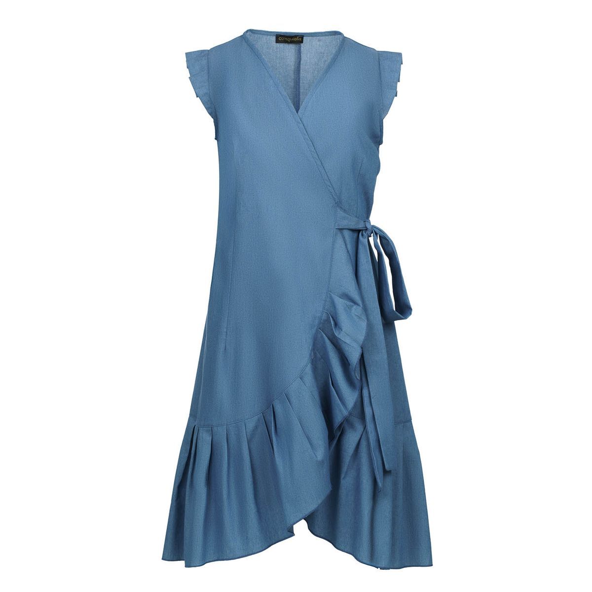 Wickelkleid mit Rüschen aus Baumwollpopeline