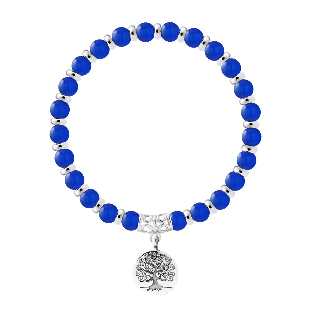 Blaues Achat Lebensbaum Armband