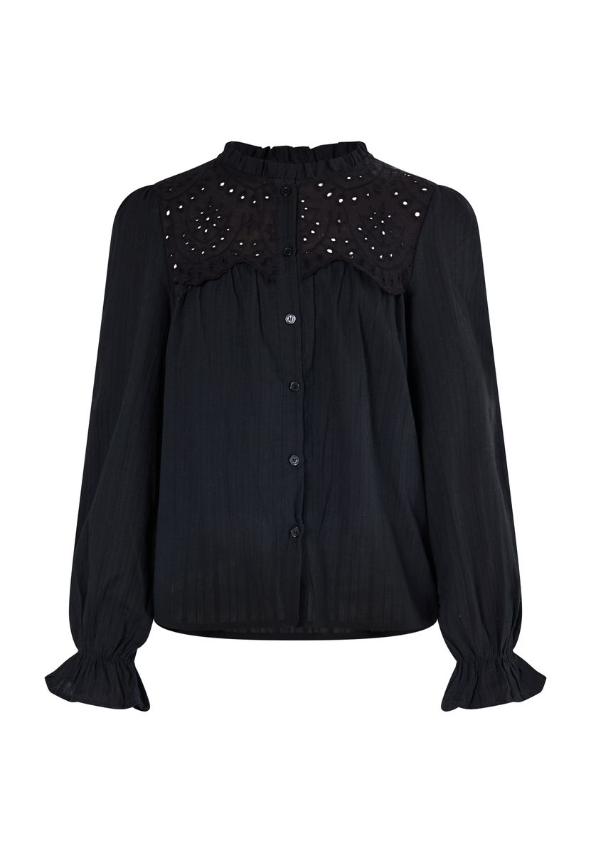 Feminine Bluse mit Lochstickerei