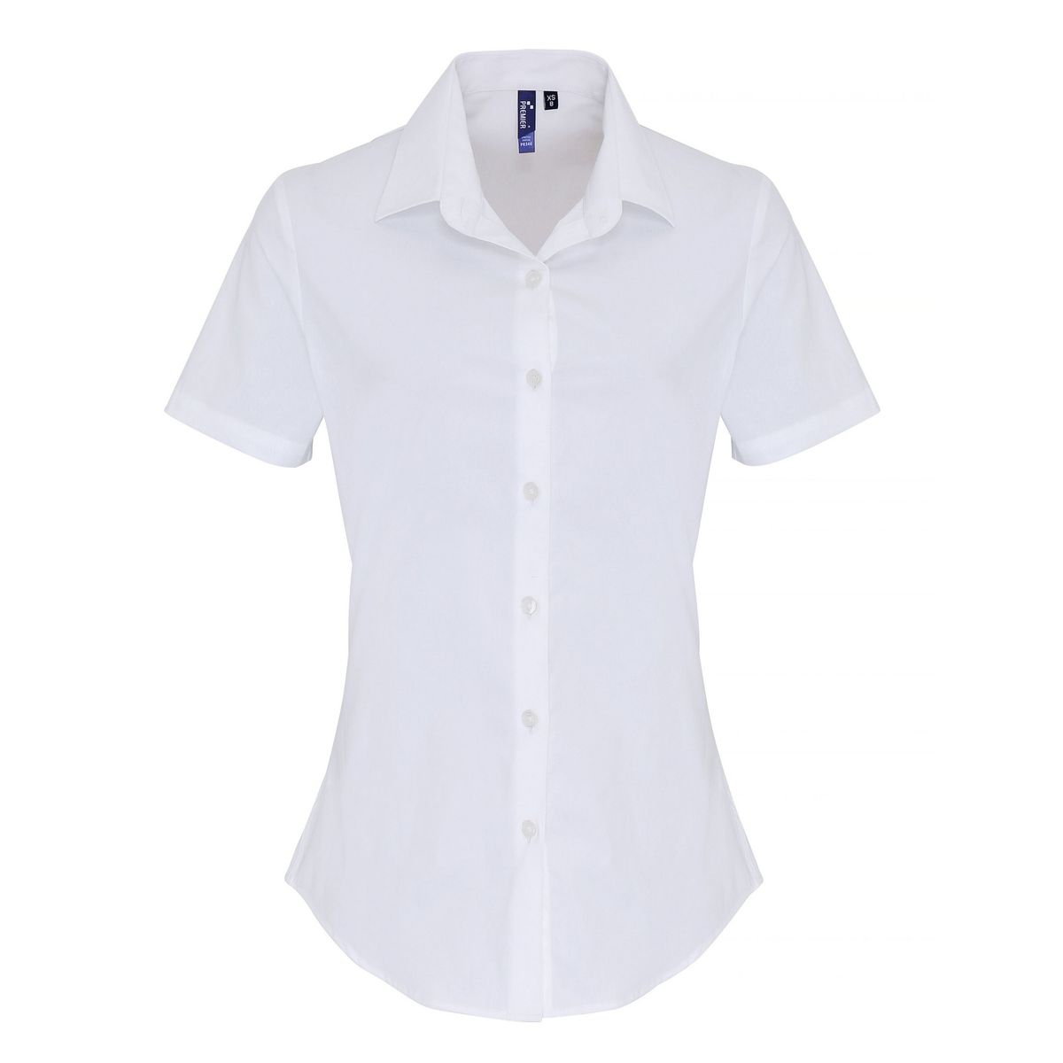Kurzarm-Bluse aus Stretch-Popeline