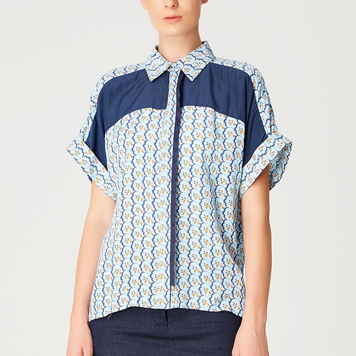 Hemd mit geometrischem Colorblock-Print