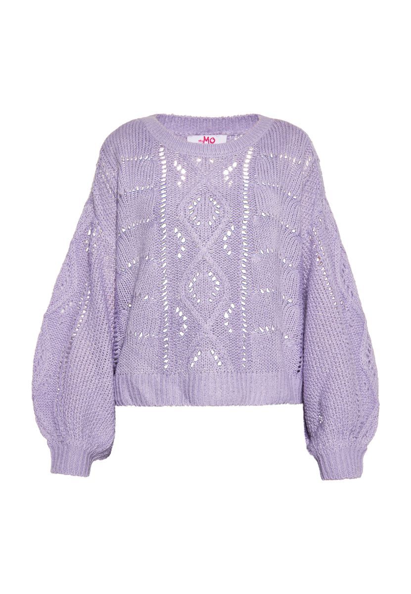 Ajour-Strickpullover mit Puffärmeln