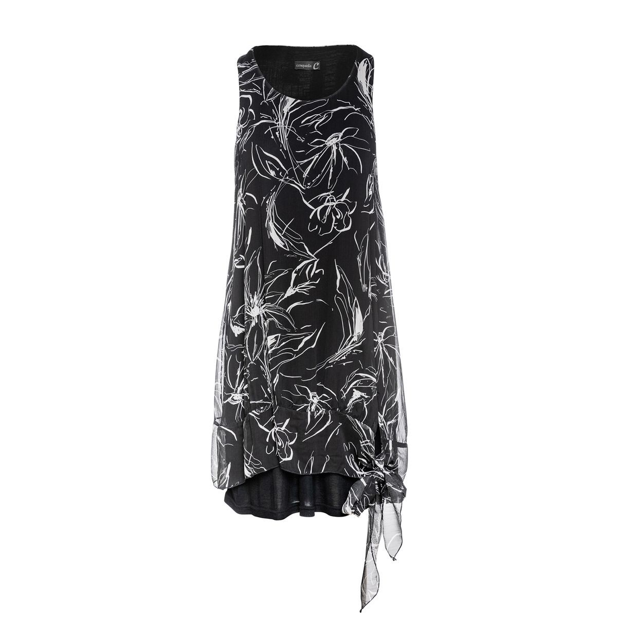 Zweilagiges Georgette-Kleid mit Blumenmuster