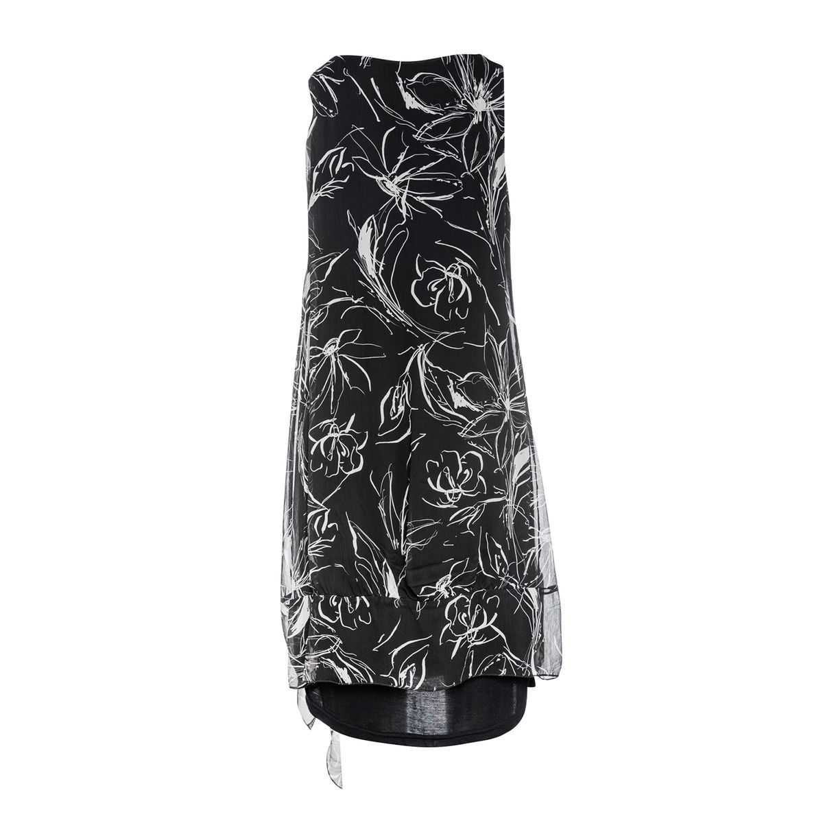 Zweilagiges Georgette-Kleid mit Blumenmuster
