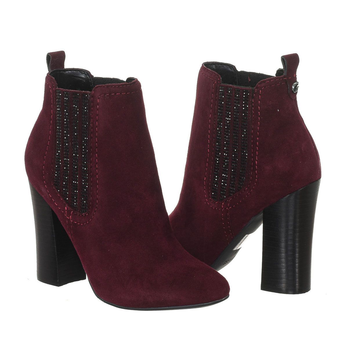 Wildleder-Stiefeletten mit Strassbesatz