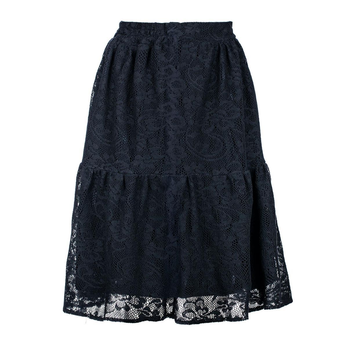 Gestufter Midirock aus Jacquard-Spitze