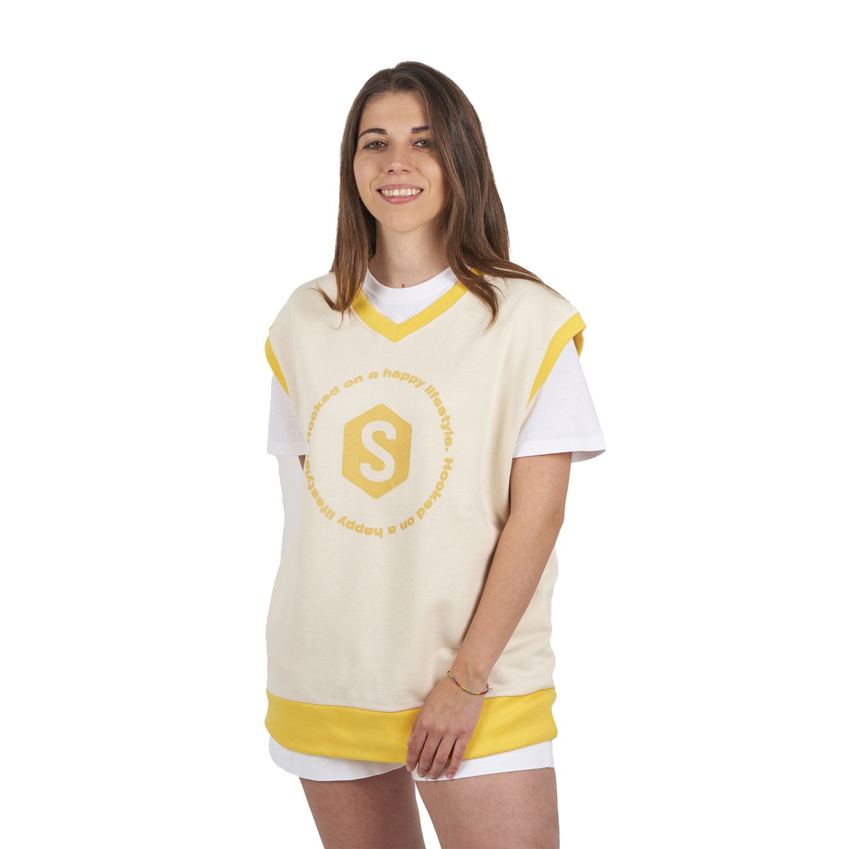 Oversized ärmellose Sweatweste mit V-Ausschnitt