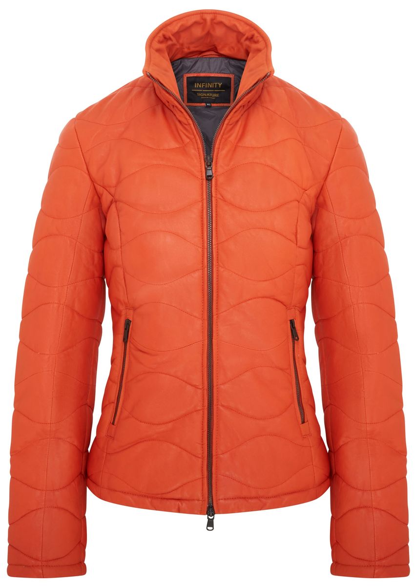 Gesteppte Lederjacke mit Stehkragen