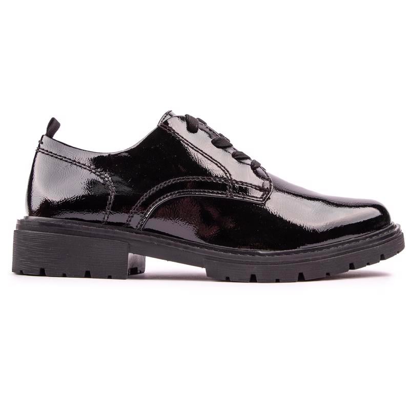 Chunky Lackleder-Derby-Schuhe