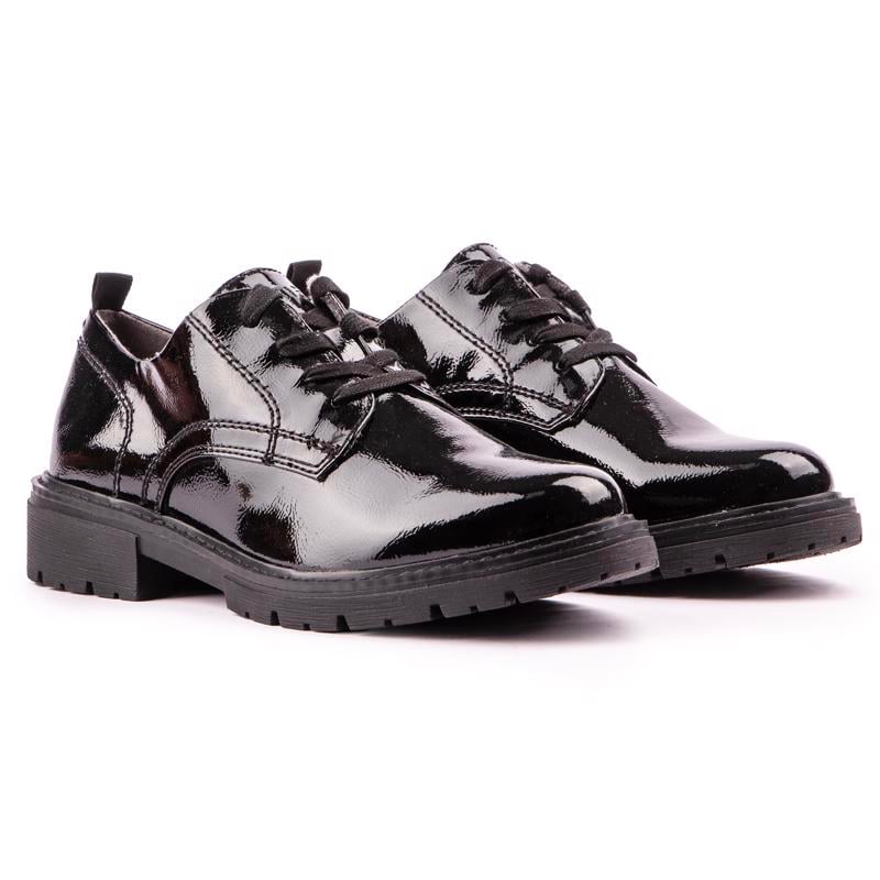 Chunky Lackleder-Derby-Schuhe